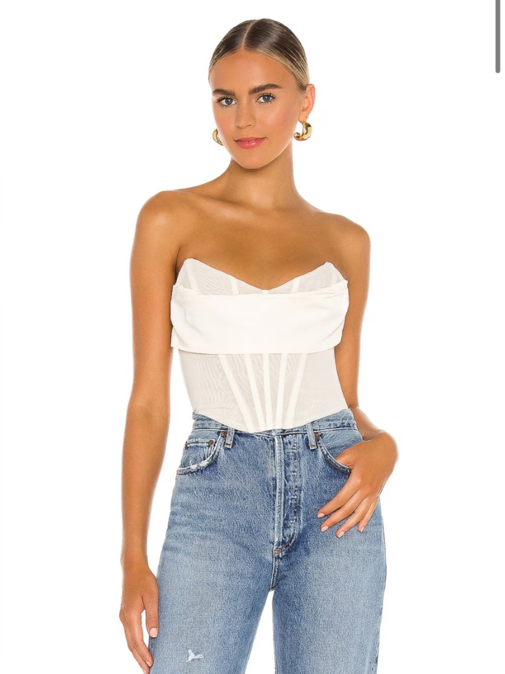 NBD White Strapless Corset Camisole